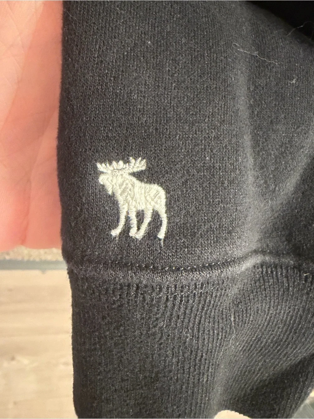 Abercrombie & Fitch Black Crewneck Hoodie with Cream Logo
